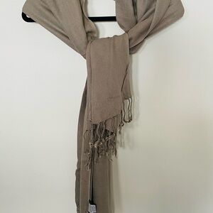 Elegant Tan Scarf with Fringe